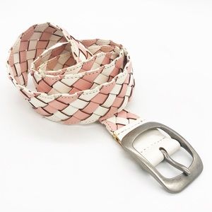 Pink Leather Braided Belt